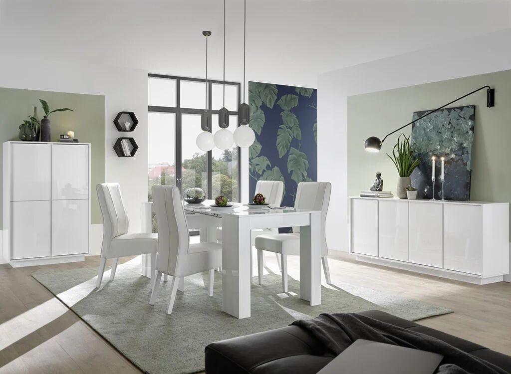 garneroarredamenti Madia 180x79h cm 4 ante moderna soggiorno bianco lucido Spirit