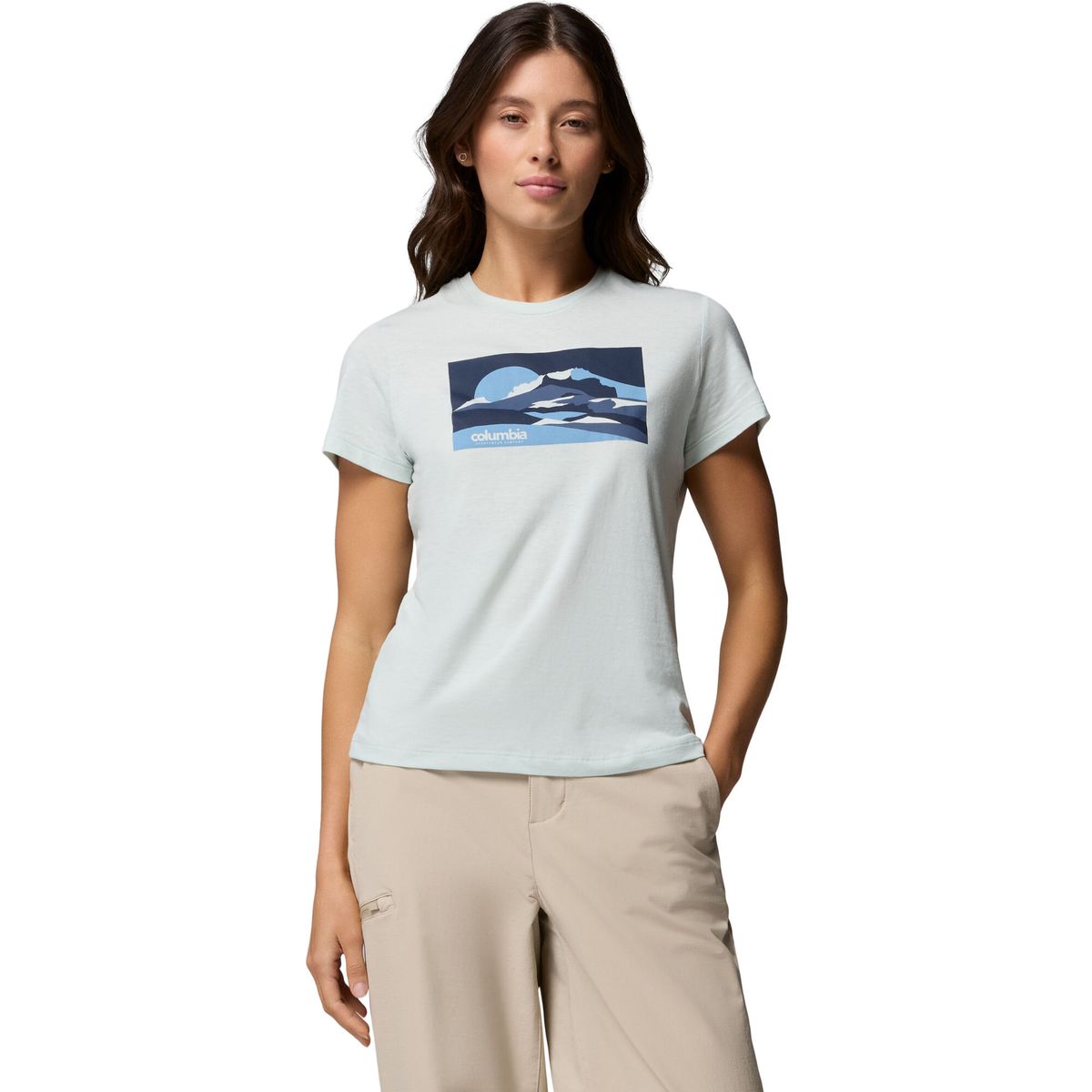 Columbia Women's Ruby Springs Graphic Fitted Technical T-shirt tea light moonlit hillscape (309) S 212006-2120061-309-S