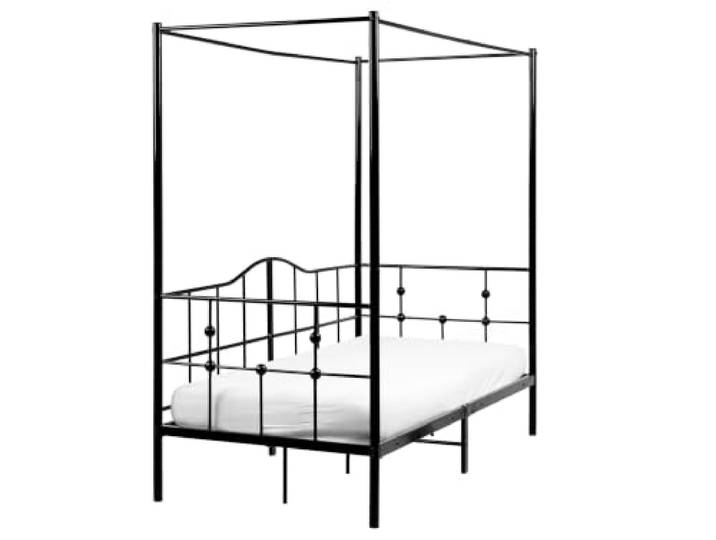 Beliani Himmelbett Metall Schwarz Stahl 90x200 Metallbett mit Metallrost Belastbarkeit 200 kg, 90 x 200 cm
