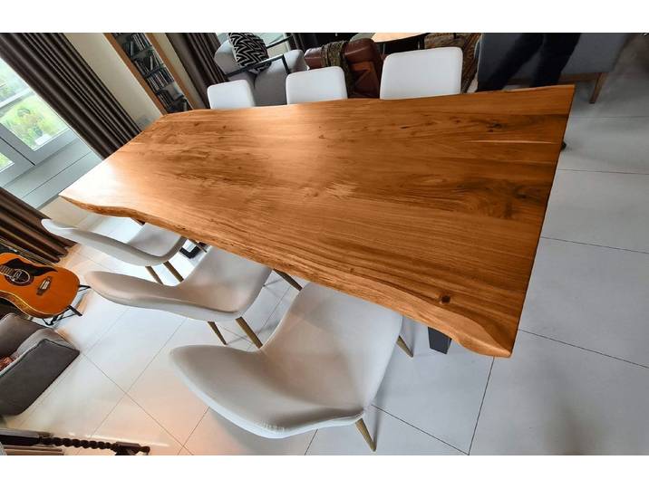 Sitheim® Esstisch PHOENIX Massiver Baumstamm Esstisch 180/200/220cm Akazie 3,5cm (2-St), mit natürlicher Baumkante