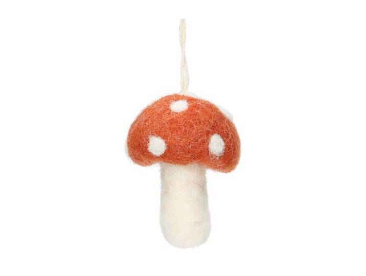 Hanger paddenstoel, vilt, rood met witte stippen