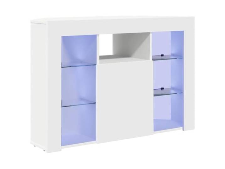 KTHLBRH Eck-TV-Schrank LED 100 x 40 x 68 cm weiß Holz 4 Etagen, Wandmontage, moderner Stil, verstellbare LED-Leuchten, Innenbereich, kratzfeste matte Oberfläche