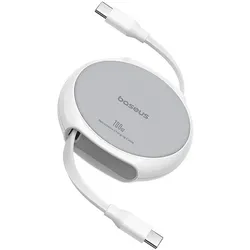 Baseus USB-C to USB-C Cable Pathfinder Retractable, 100W, 5A, 1m, White (1 m, 100 W), USB Kabel