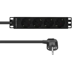 Lanview 10" 4-way Schuko outlets, Serverschrank Zubehör, Schwarz