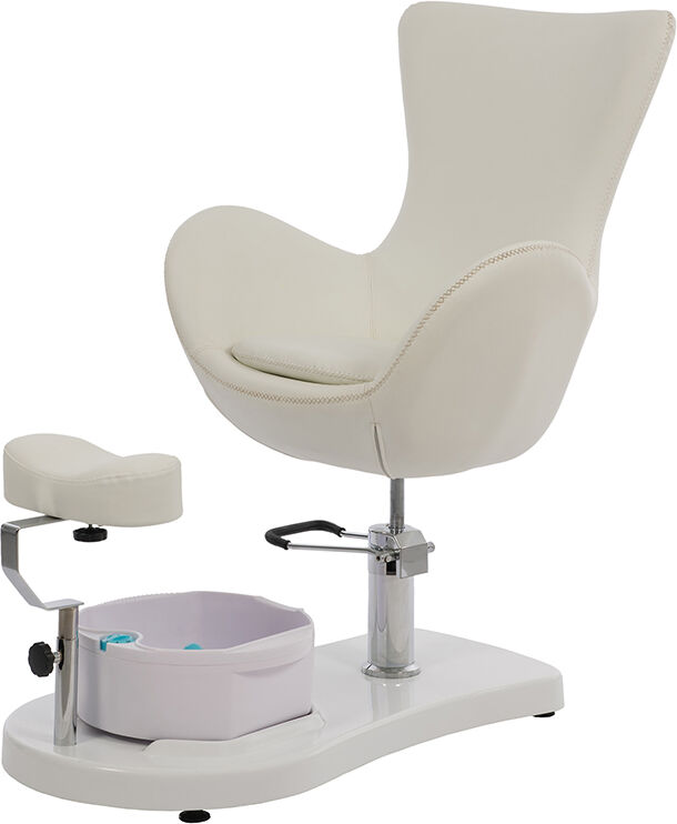 Cadeirão de pedicura Crem: Com bañera de pés e reposapiés ajustable em altura e longitude