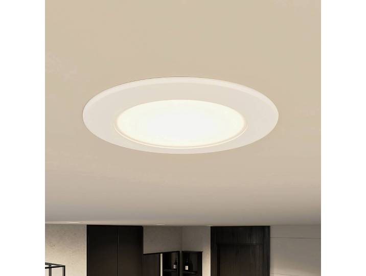 Prios LED-Einbaulampe Rida, 3er-Set, weiß, 12 cm, CCT, IP44 Rida PRIOS, dimmbar, weiß / opal, für Badezimmer, Aluminium, Modern