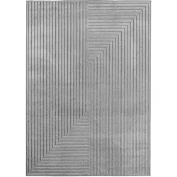Teppich Outdoor Skandinavischer 3D-Design Wetterfest Waschbar Strapazierfähig Balkon Terrasse Silber 280x370 cm – ENGADIN von Kadima Design