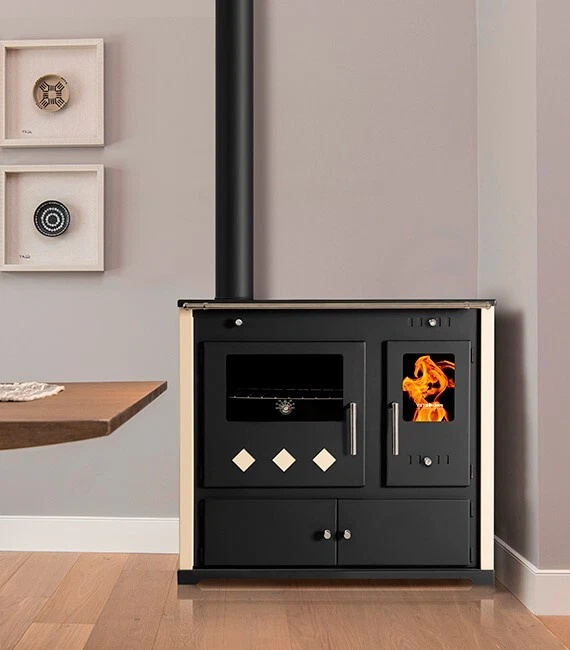 Practik Lux Eco 9,5 kW Holzherd | Backofen, Keramikplatte Ivory Links