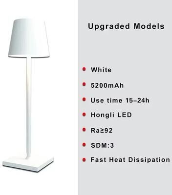 Inspired Finds Cordless USB Rechargeable Table Lamp Waterproof Touch Control Bedside Light For Bedroom, Living Room, Restaurant, Or H white