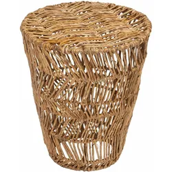 Beistelltisch Agnes aus Abaca, rundes Design im Boho Stil, naturfarben, Ø 36 cm, Must Living