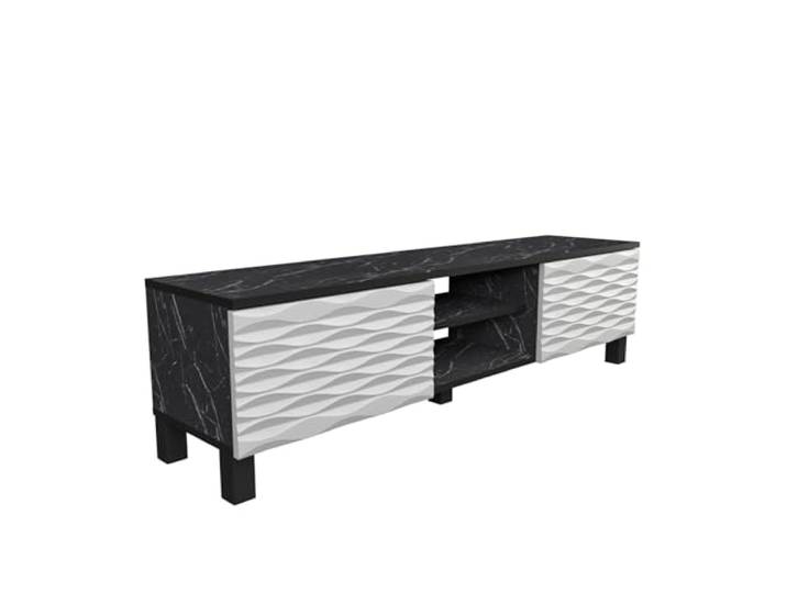 Moderner TV-Ständer, Schwarz-Weiß-Marmor-Design, 150 cm x 35 cm x 40,3 cm 100% melaminbeschichtete Spanplatte, 18 mm stark Stilvoll und funktional