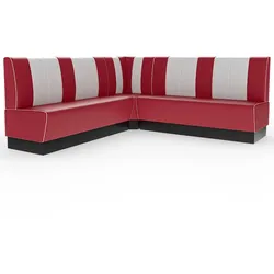 BIG Möbel GmbH Americano Retro Eckbank | 164x164 cm | Dinerbank Set Rot & Weiß | Gastro Sitzbank mit Ecke