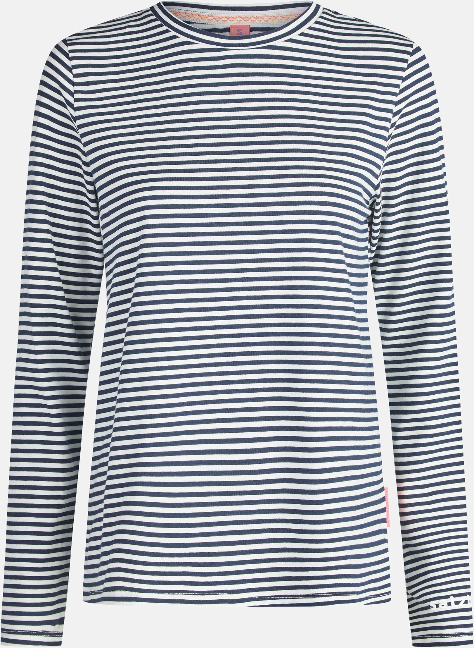 Langarmshirt SALZHAUT "Longsleeve ACHTERN", Damen, Gr. XS, blau (navy sanftes weiß), Obermaterial: 95% Baumwolle CO. 5% Polyester PES., Shirts Langarmshirt