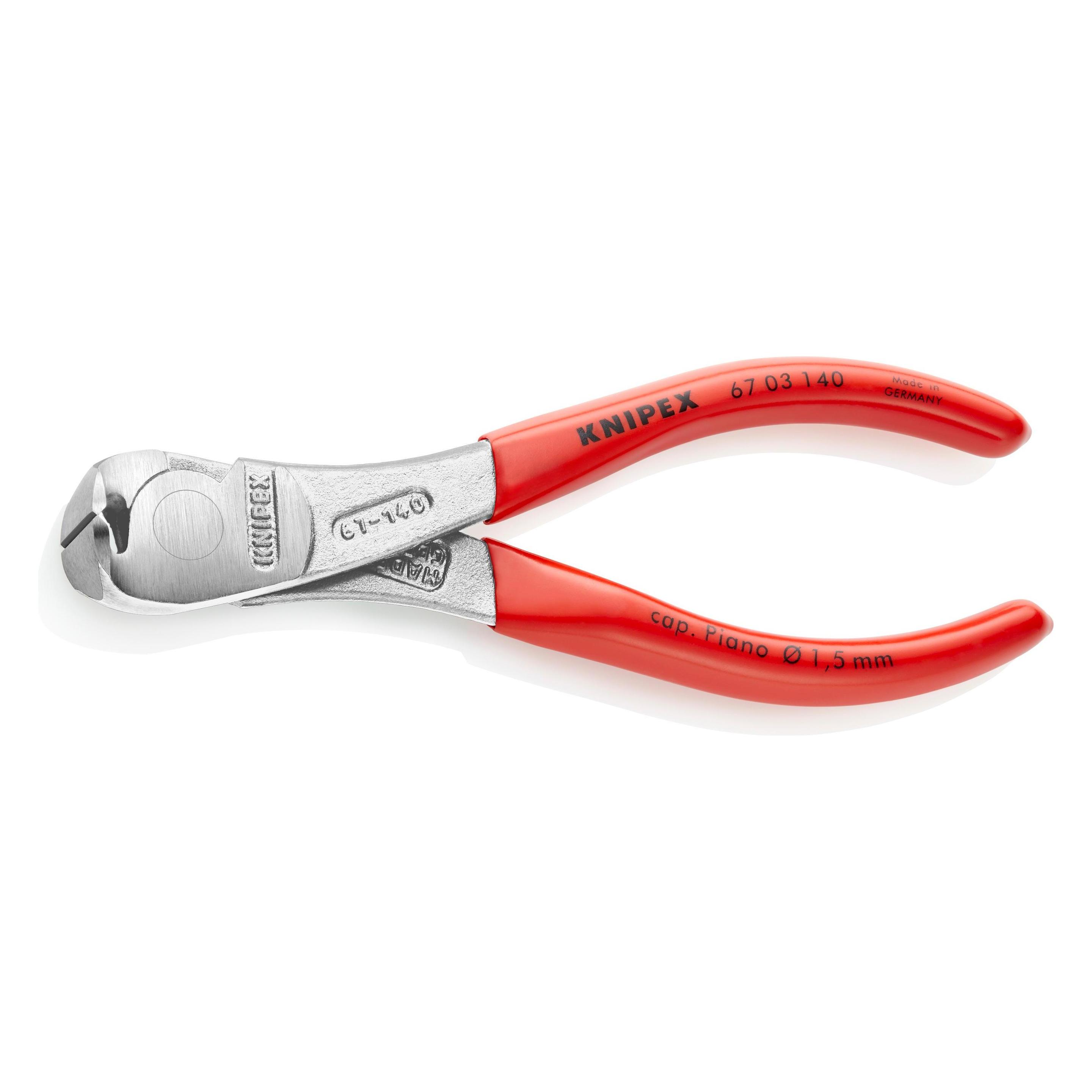 Knipex 67 03 140 Kraft-Vornschneider mit Kunststoff überzogen verchromt 145 mm (145 mm) (67 03 140)