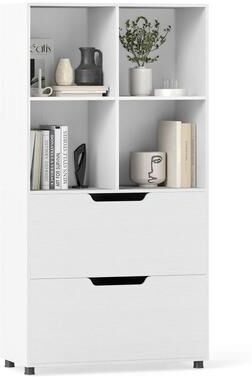 1/2PCS 51'' Tall Floor Bookshelf 4 Cube Bookcase with Drawers