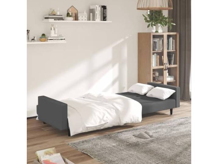 KTHLBRH Schlafsofa 2-Sitzer dunkelgrau Samt 220 cm Holzstruktur, Schaumgummi, umwandelbar, Belastung 110 kg, Wohnzimmer, Büro