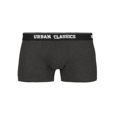 Boxershorts URBAN CLASSICS "Urban Classics Herren Boxer Shorts 3-Pack", Herren, Gr. S, 1 Stk., branding aop, schwarz, charcoal, 95% Baumwolle, 5% Elasthan, Unterhosen