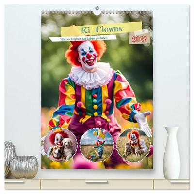 KI Clowns Mit Leichtigkeit das Leben genießen (hochwertiger Premium Wandkalender 2027 DIN A2 hoch), Kunstdruck in Hochglanz