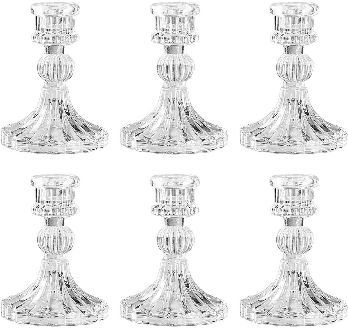 Set van 6 conische glazen kaarsenhouders voor decoratie