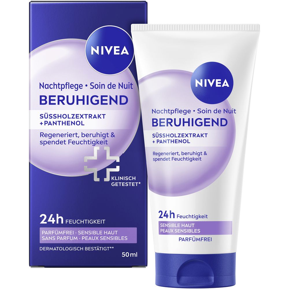 Nivea Beruhigende Nachtpfl.24h Feucht.+reg.sens.H. 50 ml Nachtcreme