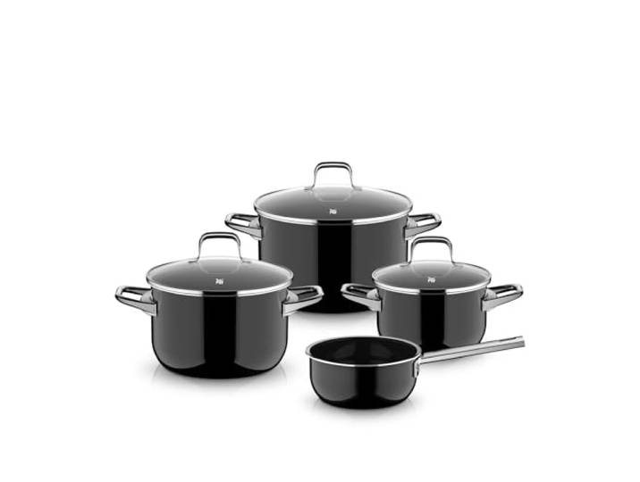 WMF Fusiontec Essential Pro, 4-teiliges Topf-Set, langlebiges, kratzfestes Material, Topfset induktion, für alle Herdarten geeignet, Made in Germany, schwarz, 0520795290