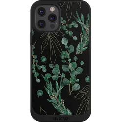 Nivocase Handyhülle für Apple iPhone 12 Pro Max Hülle NIVOpure Case Schwarz Blätter Natur Eukalyptus (Apple iPhone 12 Pro Max), Smartphone Hülle, Grün, Schwarz