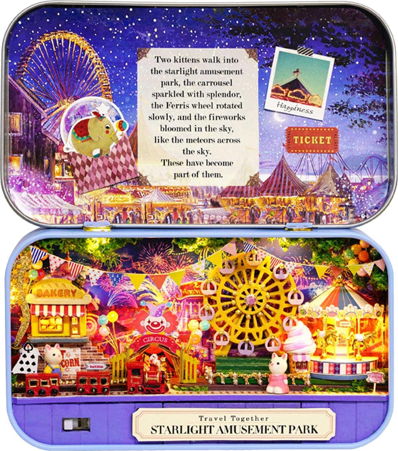 Gistuch Zelfbouw houten poppenhuis met LED-verlichting en decoratie Model Q-011