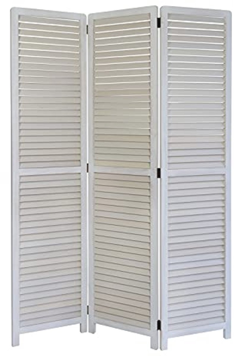 3-delige houten kamerverdeler in vintage wit
