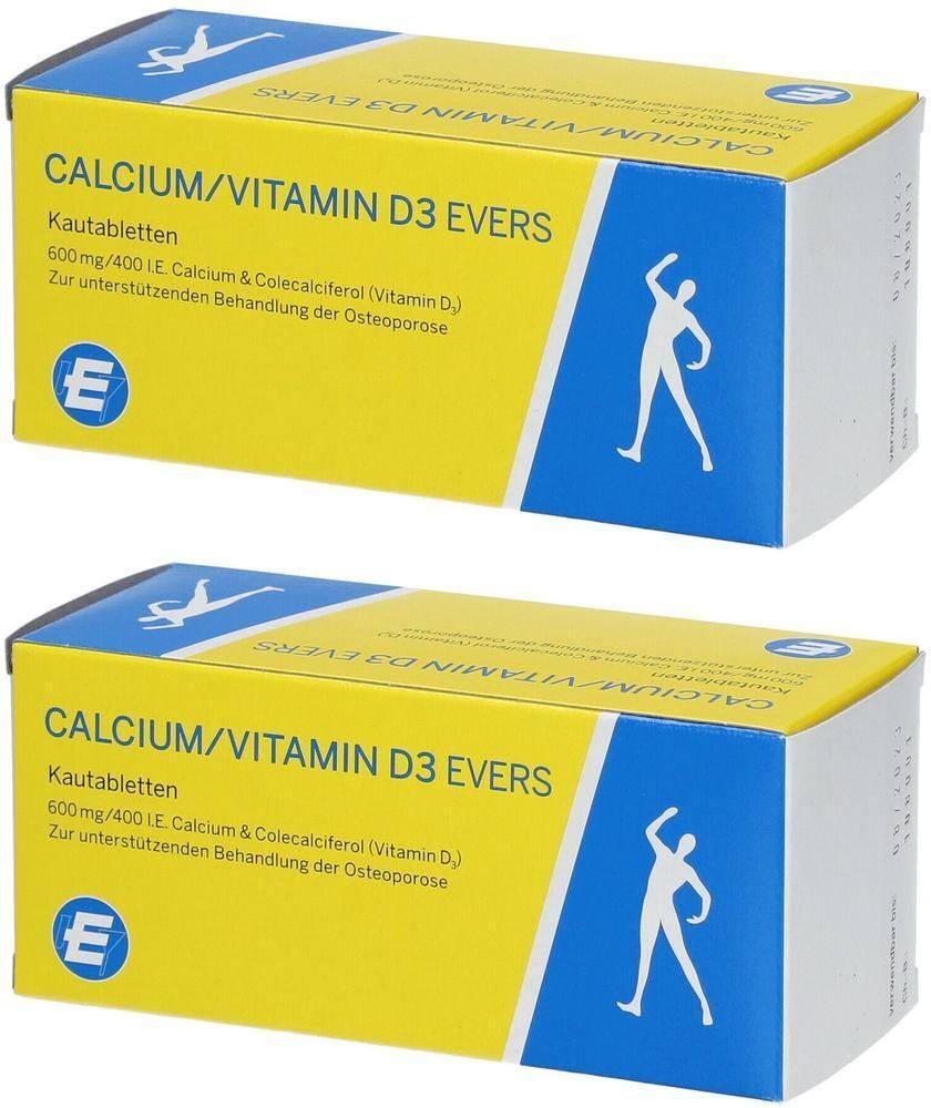 No Brand Calcium/Vitamin D3 Evers 600 mg/400 I.E Kautabl. 2x 2x100 St Kautabletten