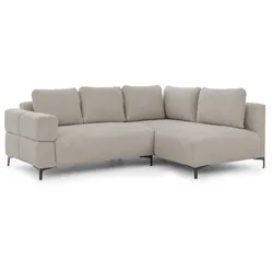 ECKSOFA Cardea in Bubble-Optik aus weichem Taupe Strukturstoff mit hohem Sitzkomfort - Ottomane rechts