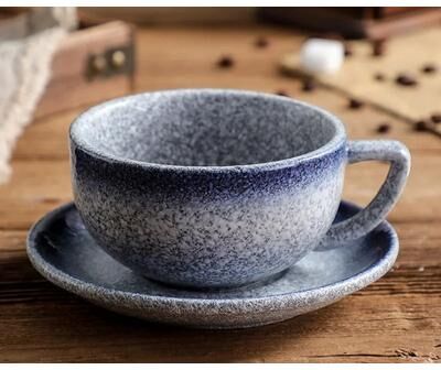 Uplift Essentials Zeta Flower Large Capacity Creative Cup And Saucer Set light Grey