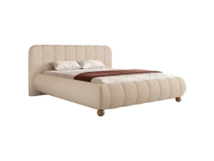 Polsterbett 200x200 cm Malunna mit Stauraum, Metallrahmen, beiger