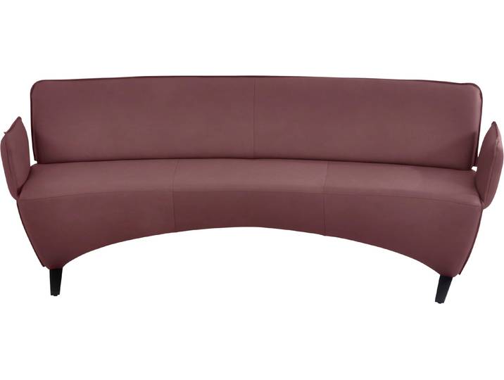 Polsterbank K+W KOMFORT & WOHNEN, rot (cabernet), B:216cm H:87cm T:66cm, Sitzbänke, Polsterbank, Leicht abgerundete Segmentbank im hochwertigen Leder, mit Armlehnen