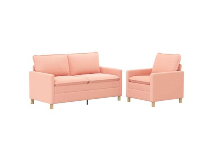 Coespram Sofa Set 2-Teilig Rosa, 1-Sitzer und 2-Sitzer Polstermöbel Das rosa Polsterset mit braunen Kunststofffüßen bietet flexible Sitzgelegenheiten für Lounge, Gästezimmer oder Empfang.
