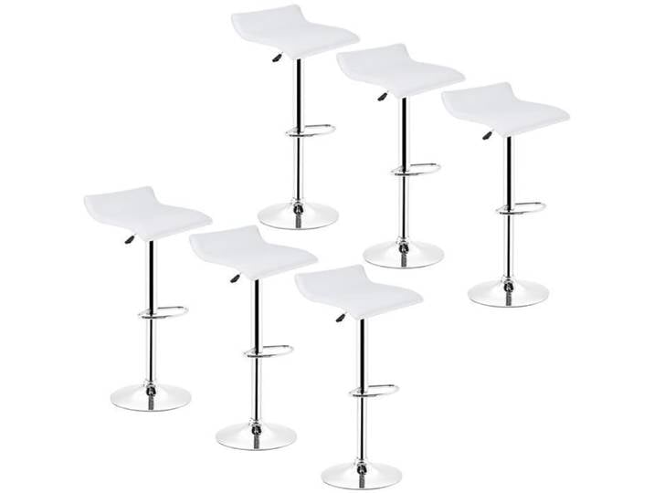 Tabourets de bar GOD - Lot de 6 - Blanc - Simili