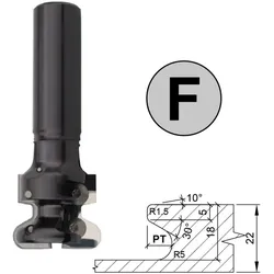 Aigner HW-Wechselmesser Griffmuldenfräser S=20mm Links mit 7 möglichen Profilen Profil "F" nur Fräser - C557-420FL