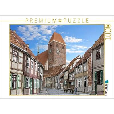 CALVENDO Puzzle Werben (Elbe) - Fabianstraße mit Kirche Sankt Johannis um 1910 | 1000 Teile Lege-Größe 64x48cm Foto-Puzzle für glückliche Stunden