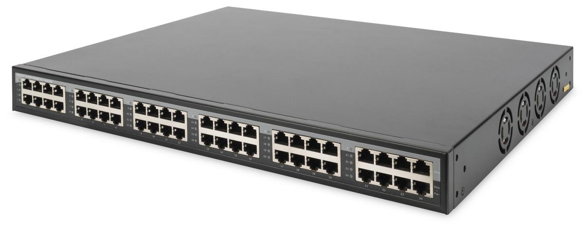 Digitus 24-Port 10G Ethernet PoE+ Injektor, 802.3at, 370 W, Gigabit Ethernet (10/100/1000), Vollduplex, Power over Ethernet (PoE), Rack-Einbau, 1U