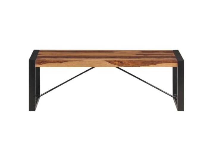 KKgypkn Couchtisch 120x60x40 cm Massivholz Akazie Industrie-Stil, Pulverbeschichtete Stahlbeine, Einfacher Aufbau, Einzigartige Maserung