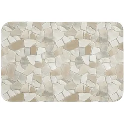 BADEMATTE Mosaik - Steine - Beige Rutschfest 60x40 cm