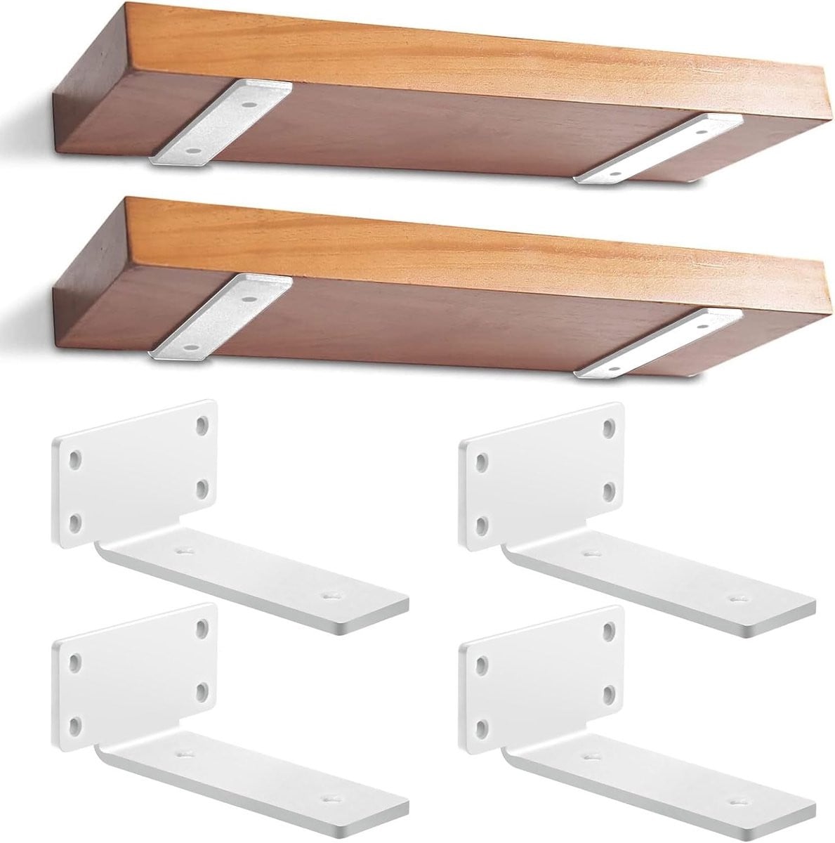 4x Robuuste Zwevende Plankdragers Wit - Onzichtbare Wandsteunen voor Zware Planken (15cm)