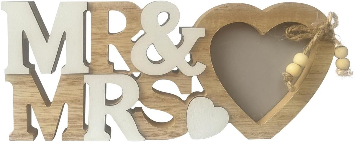 Houten hartvormige fotolijst voor huwelijksfoto's, verloving en jubilea