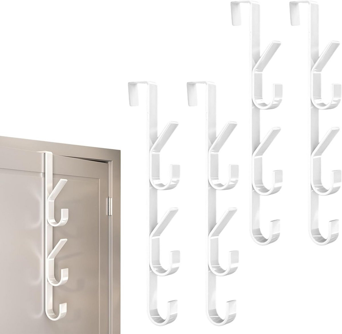 Wit Verticale Deurhanger Haken Opbergrek van Roestvrij Staal - 30 x 45 cm