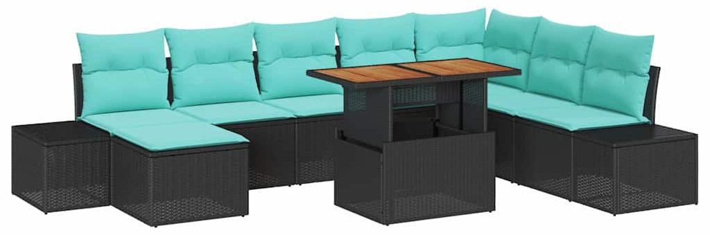 vidaXL Garten-Sofa-Set 9 stk. Schwarz und Teal