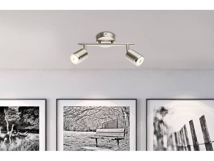 Plafonnier à LED Comore 9 x 17 x 26cm Argenté fer, laqué verre acrylique, satiné LED non-remplaçables Connexion enfichable