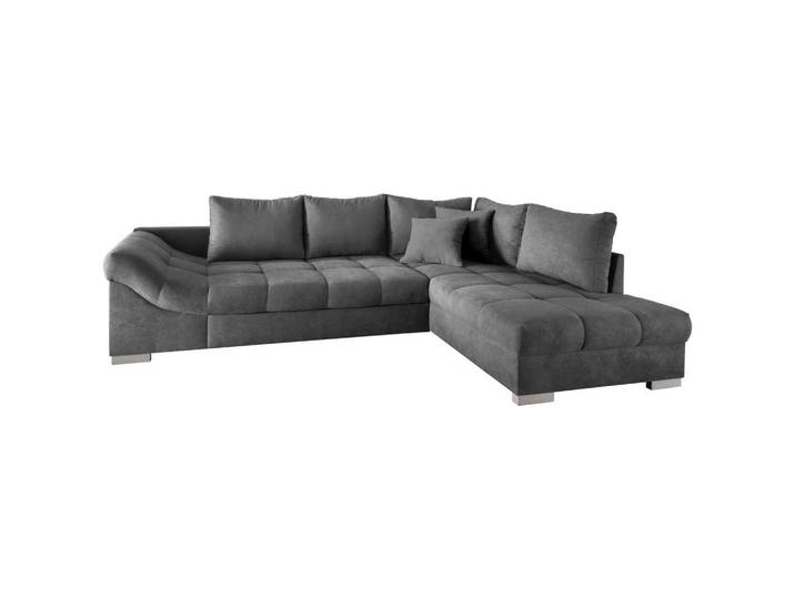 P & B Eckschlafsofa, Dunkelgrau, Holz, Buche, Füllung: Schaumstoff, 298x202 cm, Liegefunktion, Rücken echt, Armteil links, Schlafzimmer