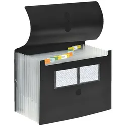 Foldersys Fächermappe - 12 Fächer (dehnbar) schwarz, 32x24x2.8 cm