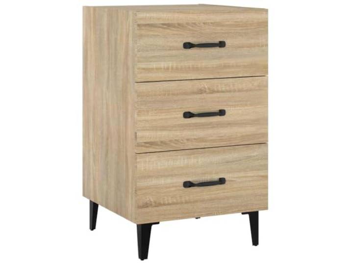 Heofavd Nachttisch Sonoma-Eiche 40x40x66 cm Beistelltisch mit 3 Schubladen