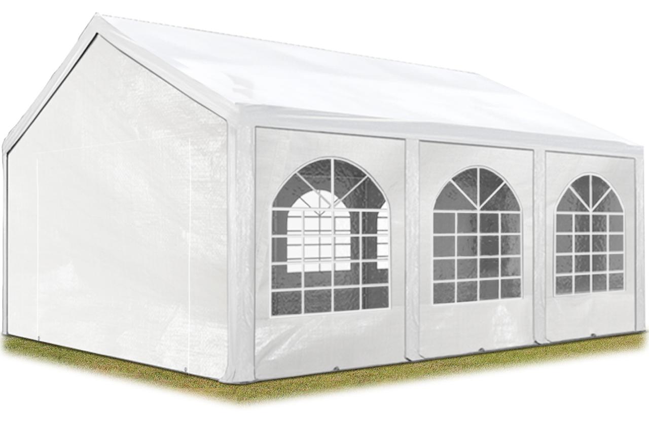 TOOLPORT Hochwertiges Partyzelt 4x6 m Pavillon Zelt PE Plane 450 N Gartenzelt Festzelt Wasserdicht weiß