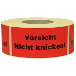 Transpak, Sicherheitskennzeichnung, Hinweisetikett Masse 145x70mm Papier rot Vorsicht Nicht knicken